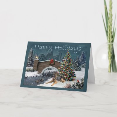 German Shepherd Christmas Evening3 Greeting Card