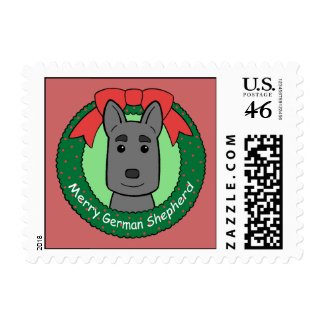 German Shepherd Christmas stamp