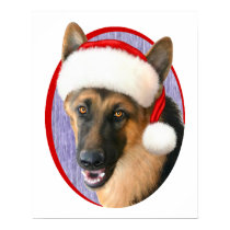 German Shepherd Christmas Santa Hat posters