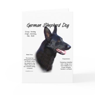 German Shepherd Dog (blk) History Design card