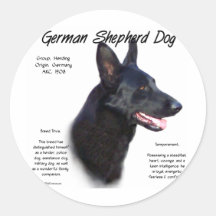 German Shepherd Dog (blk) History Design Stickers
