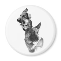 German Shepherd Dog Charcoal 2 Fridge Magnet