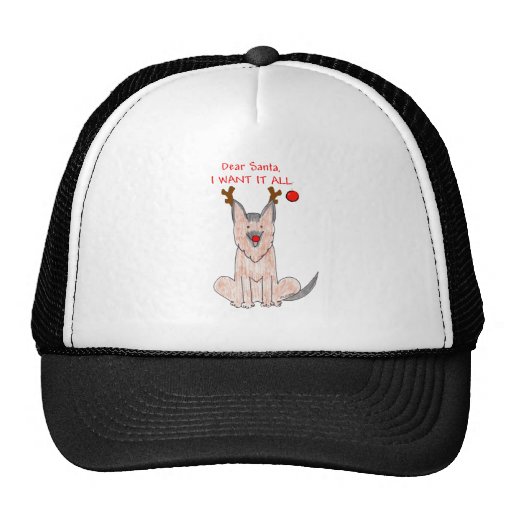 German Shepherd Dog Dear Santa Trucker Hats