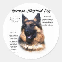 German Shepherd Dog (longhair) History Design Round Sticker