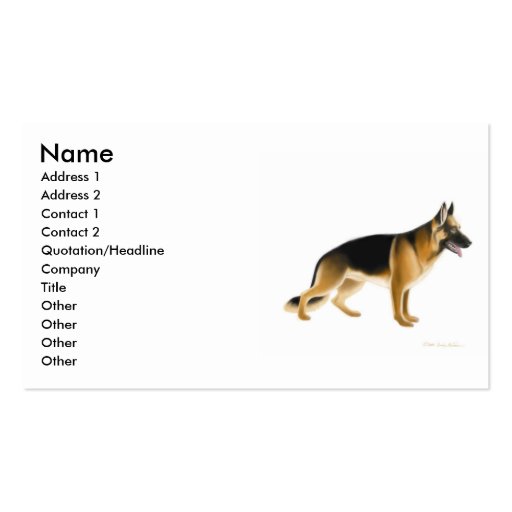 German Shepherd Dog Profile Card Business Card Template (front side)