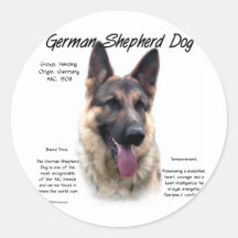 German Shepherd Dog (sable) History Design Stickers