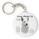 German Shepherd Dog (wht) History Design Keychain
