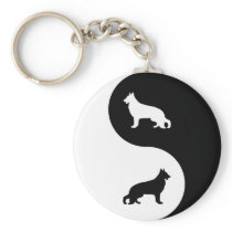 German Shepherd Dog Yin Yang Keychain
