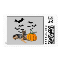 German Shepherd Halloween Postage Stamp