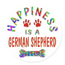 German Shepherd Happiness Round Sticker