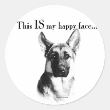 German Shepherd Happy Face Stickers