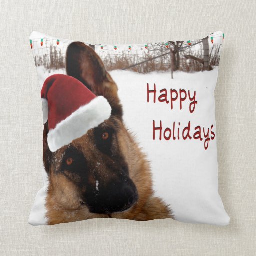 german shepherd christmas pillow
