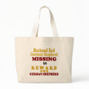 German Shepherd & Husband Missing Reward For Germa bags