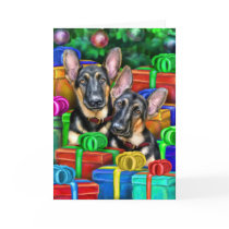 German Shepherd Open Gifts Christmas cards