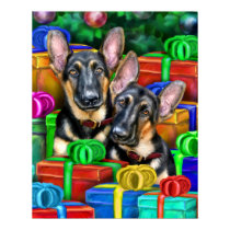 German Shepherd Open Gifts Christmas posters