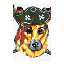 German Shepherd Pirate Customized Stationery
