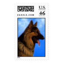 German Shepherd Profile - Blue clouds postage