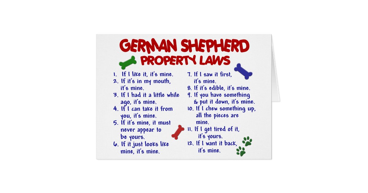 GERMAN SHEPHERD Property Laws 2 Card Zazzle