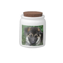 German Shepherd Pup Treats Jar Candy Dishes
