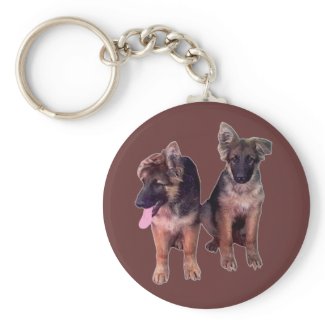 German Shepherd puppies Custom Keychain