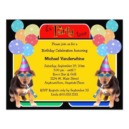 German Shepherd Puppy Birthday Barker Personalized Invitations