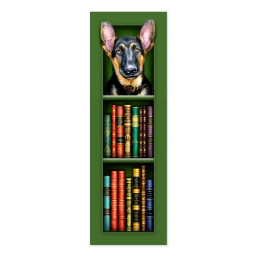 German Shepherd Puppy Green Bookmark Business Card Templates (front side)