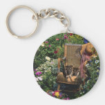German Shepherd Pups Keychain Garden