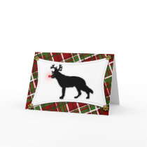 German Shepherd Reindeer Christmas Card
