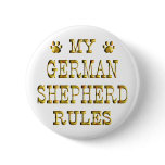 German Shepherd Rules Gold Pinback Buttons