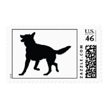 German Shepherd Silhouette Postage Stamp