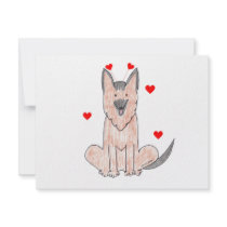 German Shepherd Valentine Ears Invitations