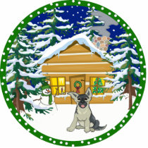 German Shepherd winter photo sculptures
