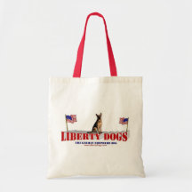 German Shepherd with Flags Canvas Bags