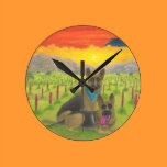 German Shepherds At Sunset wall clocks