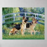 German Shepherds Two -  Lily Pond Bridge Poster