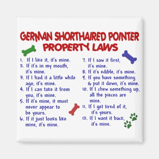 GERMAN SHORTHAIRED POINTER Property Laws 2 Refrigerator Magnet