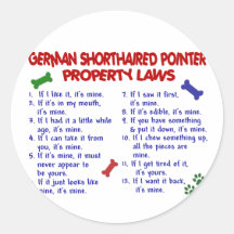 GERMAN SHORTHAIRED POINTER Property Laws 2 Round Stickers