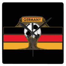 German Soccer 10.75" Square Wall Clocks