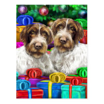 German WH Pointer Open Gifts Christmas postcards
