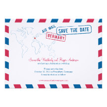 Germany Air Mail Wedding Save The Date Custom Invites
