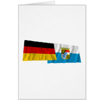 Germany & Bayern Waving Flags (Bavaria) Card
