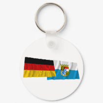 Germany & Bayern Waving Flags (Bavaria) keychains