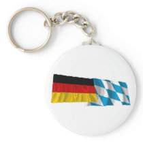 Germany & Bayern Waving Flags (Bavaria) Key Chain
