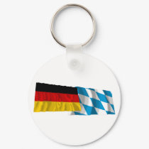 Germany & Bayern Waving Flags (Bavaria) keychains