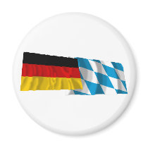 Germany & Bayern Waving Flags (Bavaria) Refrigerator Magnet