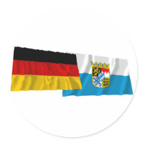 Germany & Bayern Waving Flags (Bavaria) Sticker