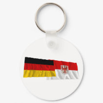 Germany & Brandenburg Waving Flags keychains by Vexillophile Germany & Brandenburg Waving Flags keychains