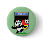 This adorable little panda is too cute! He's featured in front of a large flag from Germany and ready to play football and score some goals. This cute design is perfect for football players and soccer fans.