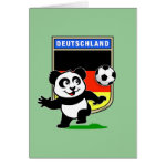 This adorable little panda is too cute! He's featured in front of a large flag from Germany and ready to play football and score some goals. This cute design is perfect for football players and soccer fans.