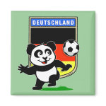 This adorable little panda is too cute! He's featured in front of a large flag from Germany and ready to play football and score some goals. This cute design is perfect for football players and soccer fans.